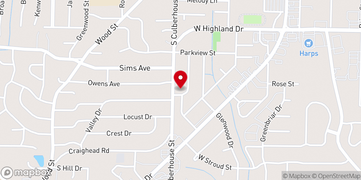 Map showing location of Ridgecrest Baptist Church