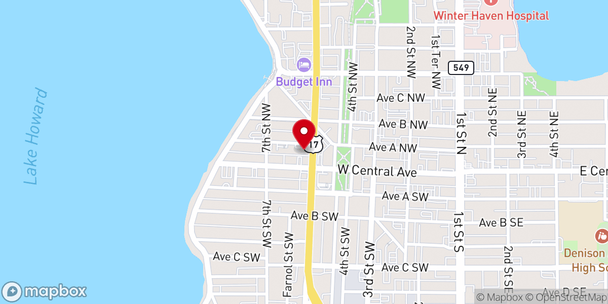 Map showing location of Central Baptist Church