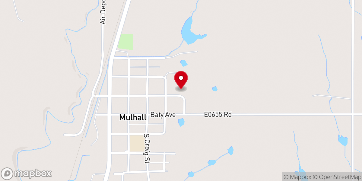 Map showing location of The First Baptist Church Of Mulhall