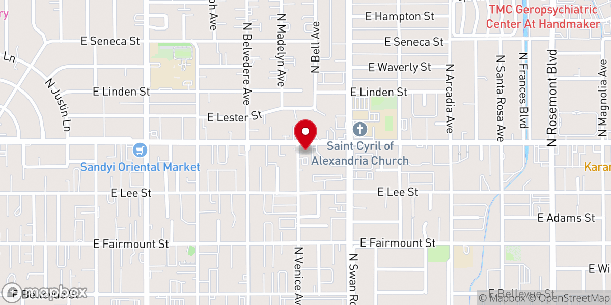 Map showing location of East View Church of Christ
