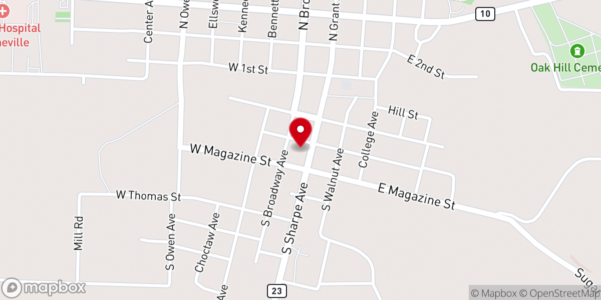 Map showing location of Cumberland Presbyterian Church of Booneville
