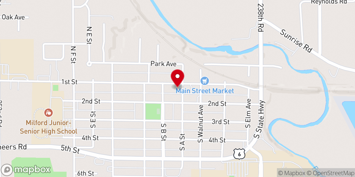 Map showing location of Milford Police Department