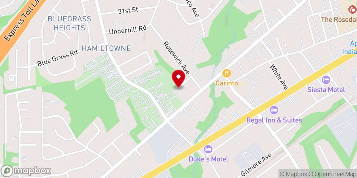 Map showing location of Rosedale Community Evangelical