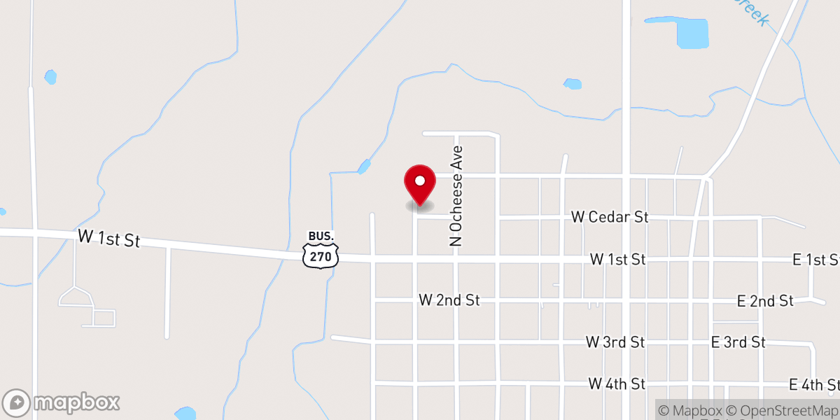 Map showing location of Cedar Street Church of Christ