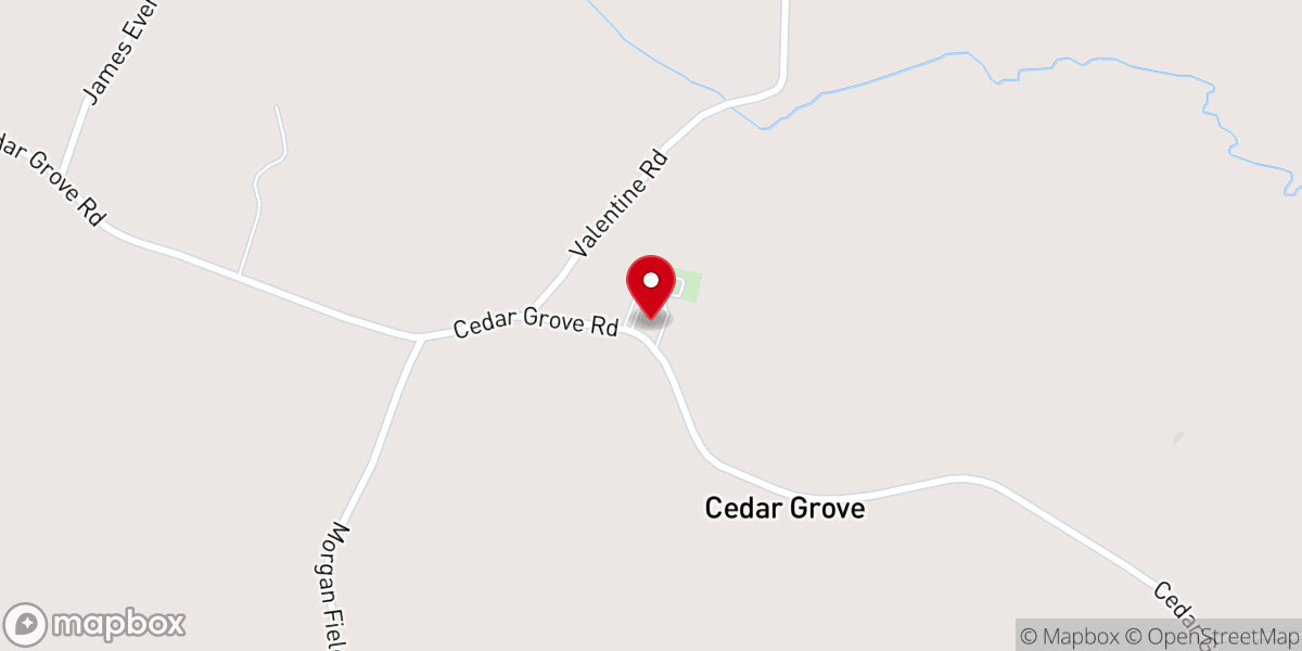 Map showing location of Cedar Grove Baptist Church