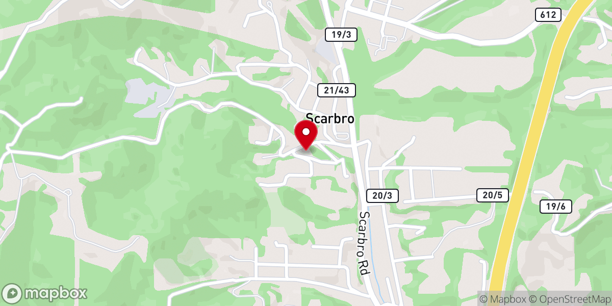 Map showing location of Scarbro United Methodist Church