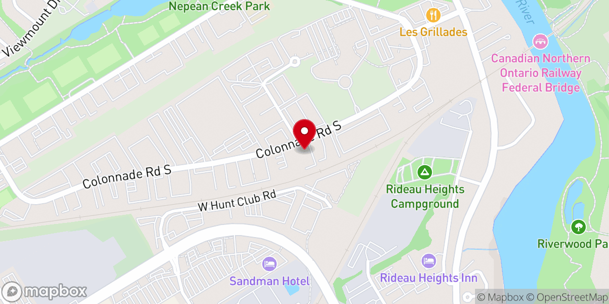 Map showing location of Victory Chapel Ottawa