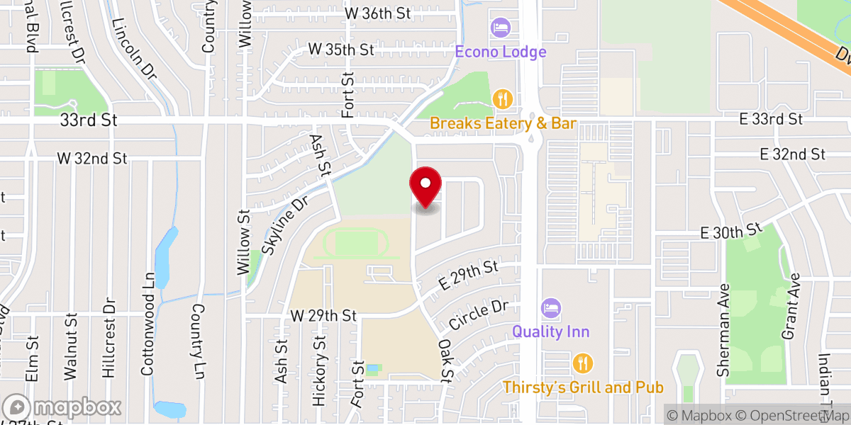 Map showing location of North Oak Community Church