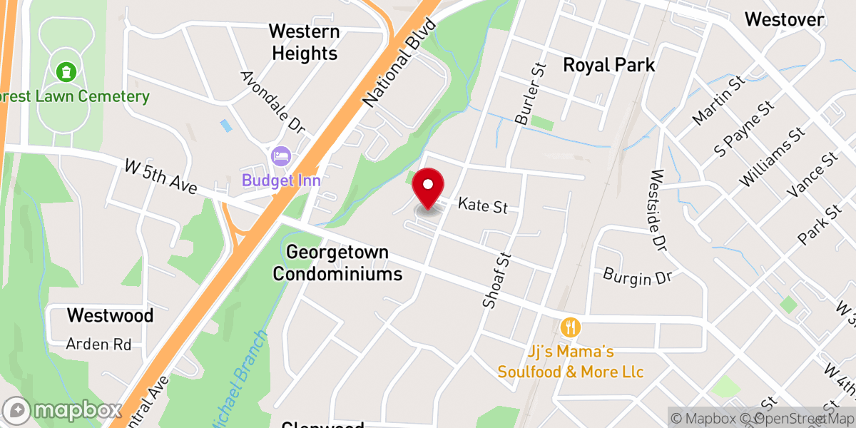Map showing location of Spruce Street Baptist Church
