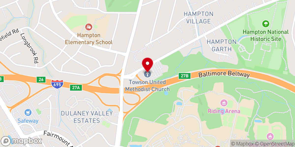 Map showing location of Towson United Methodist Church Columbarium