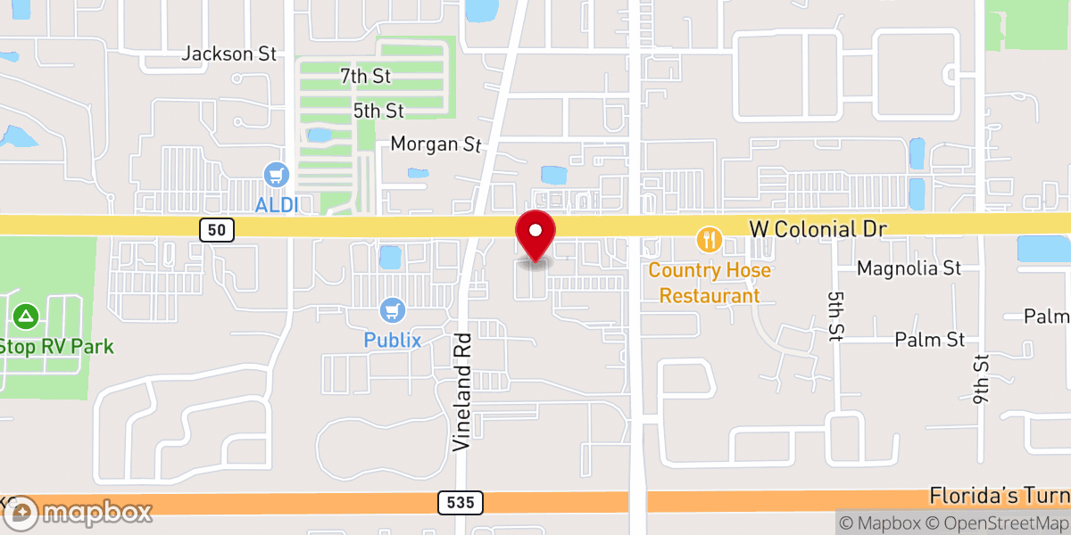 Map showing location of Northwest Church Winter Garden