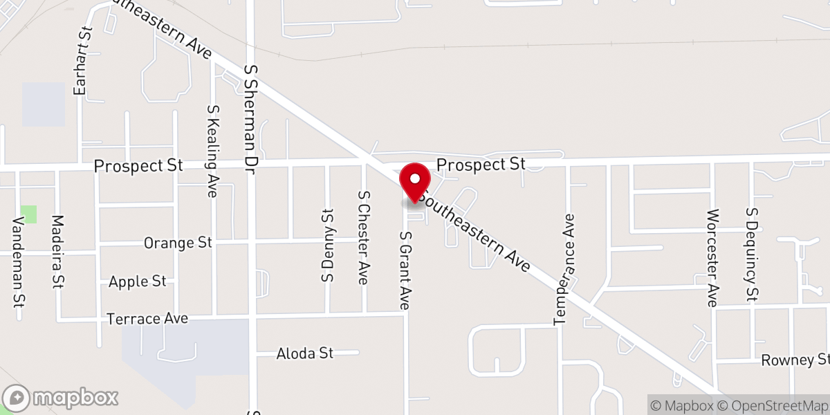 Map showing location of Southeastern Holiness Church