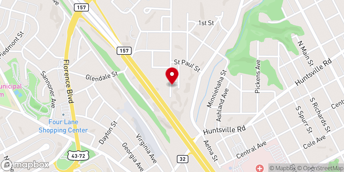 Map showing location of First Missionary Baptist Church