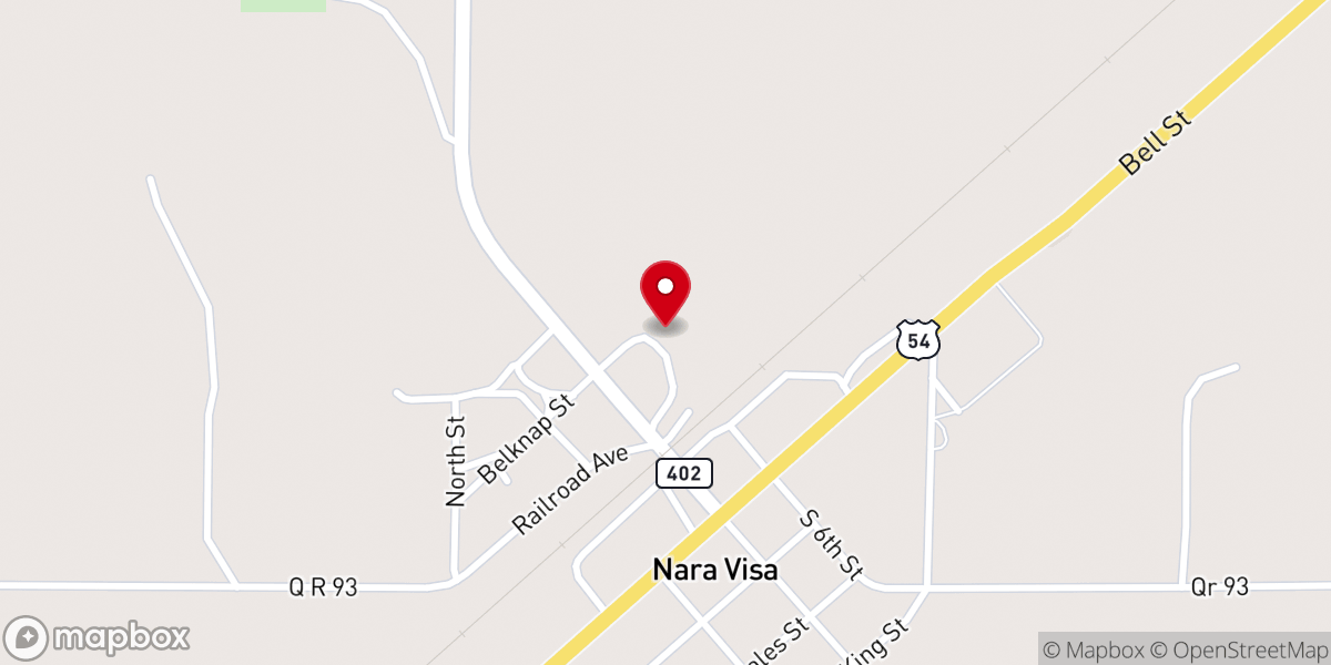 Map showing location of Nara Visa Church