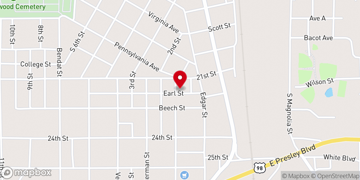 Map showing location of Rising Star Baptist Church