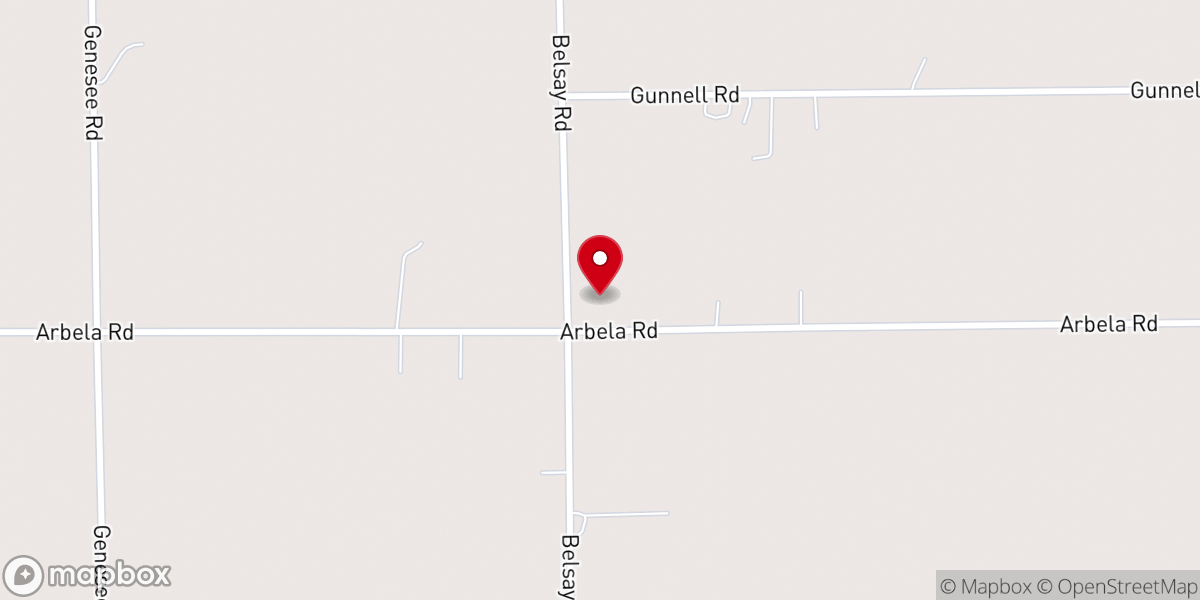 Map showing location of East Arbela Church