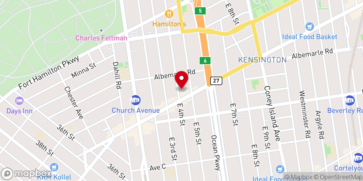 Map showing location of Congregation Zichron Yosef Gutman Inc