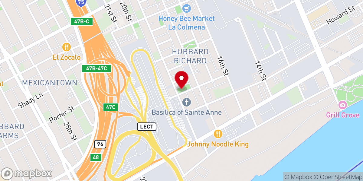 Map showing location of Basilica of Sainte Anne