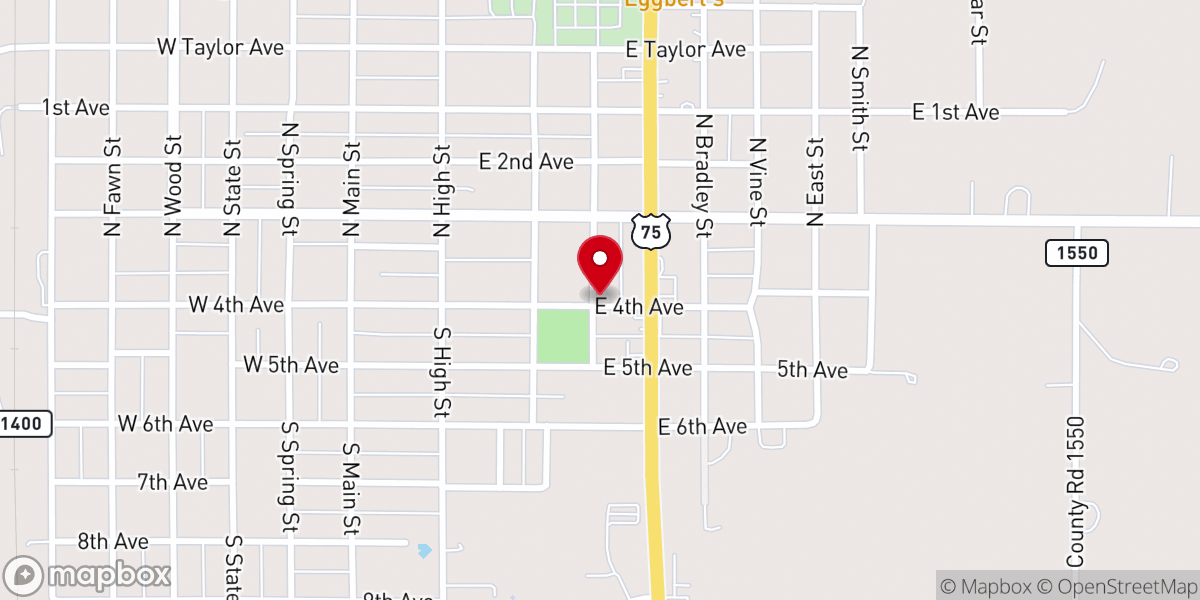 Map showing location of Caney Fellowship Church