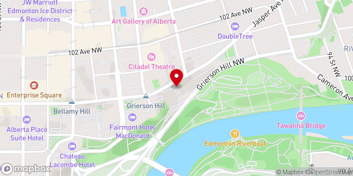 Map showing location of Edmonton Convention Centre