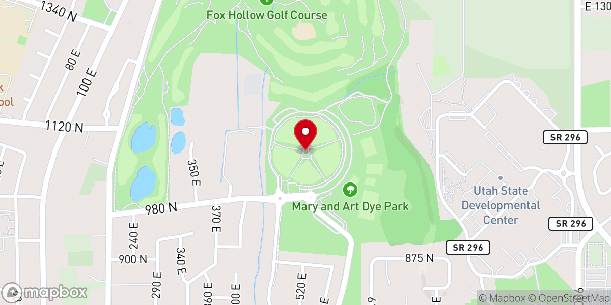 Map showing location of Mary & Art Dye Park