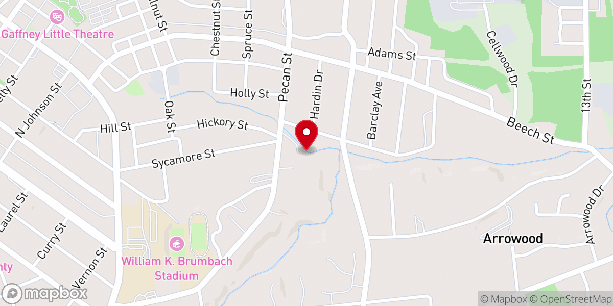 Map showing location of Kirby Memorial Baptist Church