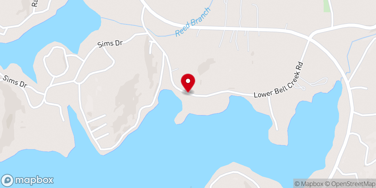 Map showing location of Lower Bell Creek Church