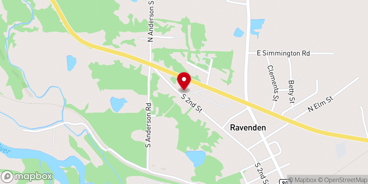 Map showing location of Ravenden Baptist Church
