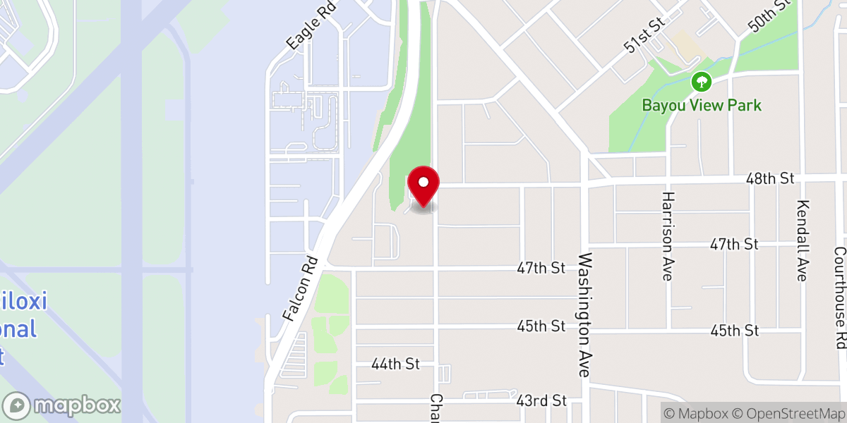 Map showing location of Bayou View Baptist Church