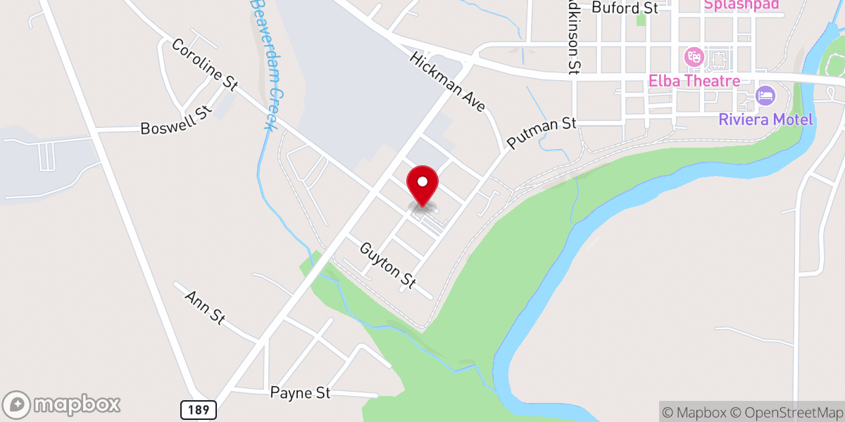 Map showing location of Westside Baptist Church