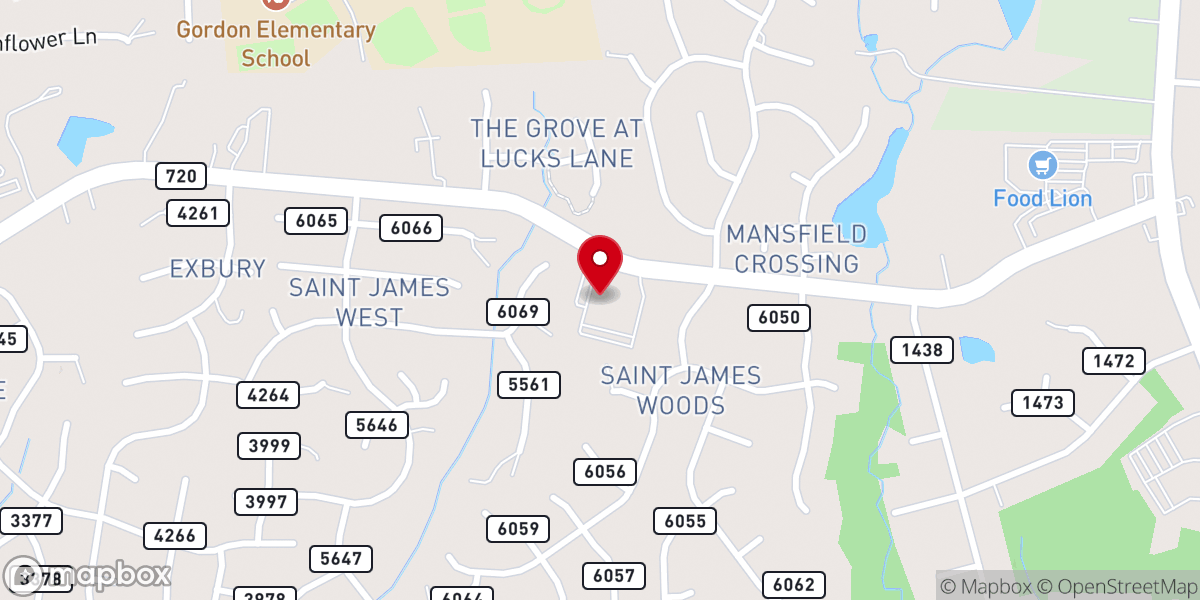 Map showing location of St. Mark's United Methodist Church