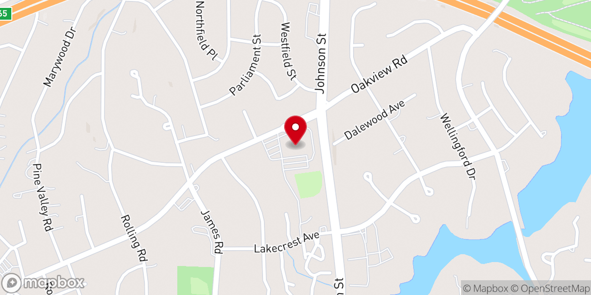 Map showing location of Oak View Baptist Church