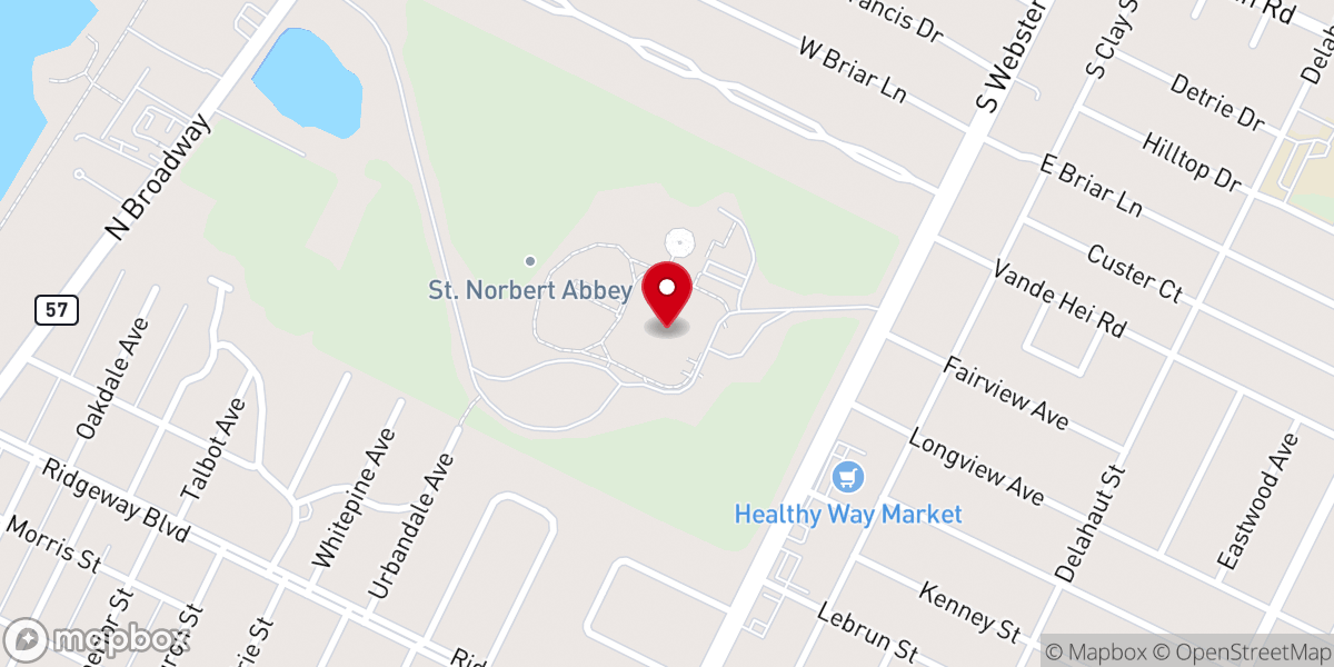 Map showing location of St. Norbert Abbey
