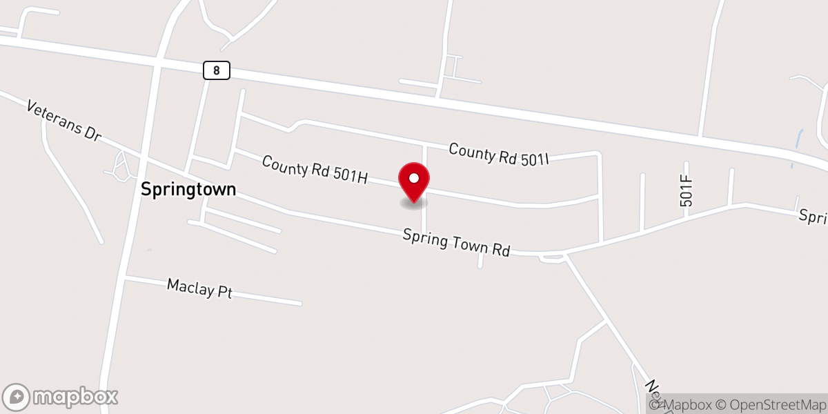 Map showing location of Springtown Baptist Church