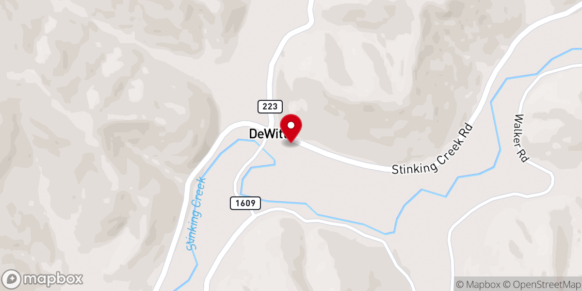Map showing location of Dewitt Baptist Church