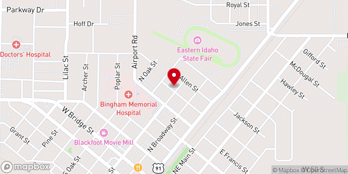 Map showing location of Ebenezer Baptist Church