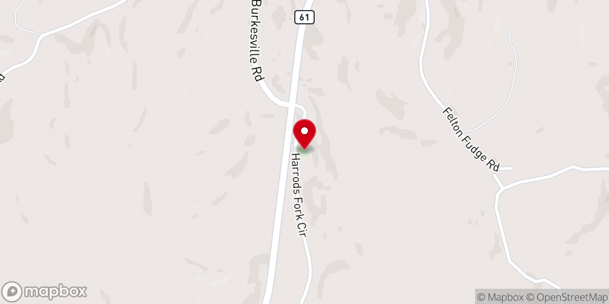 Map showing location of Harrods Fork Church