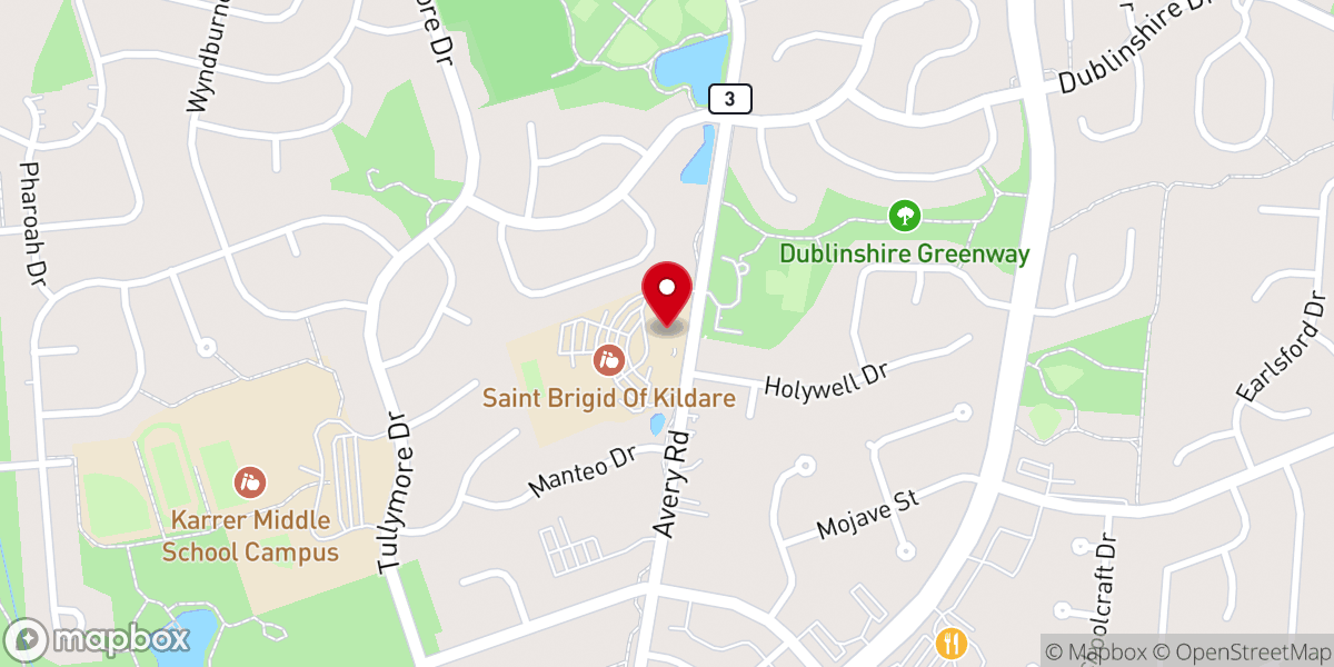 Map showing location of St. Brigid of Kildare