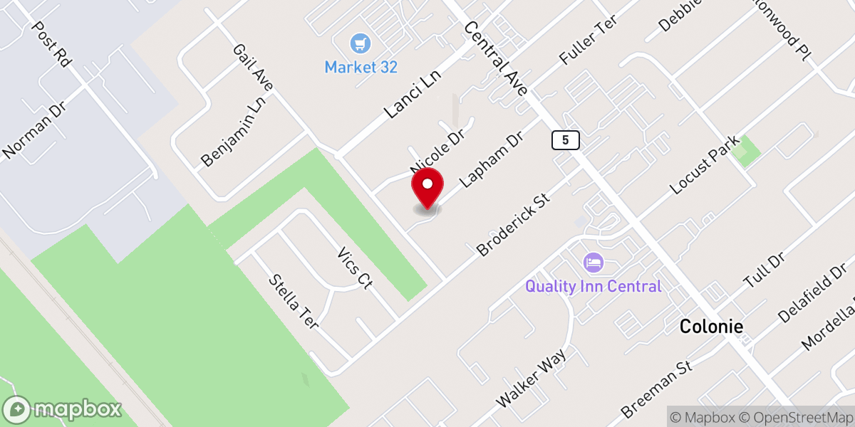 Map showing location of Colonie Alliance Church