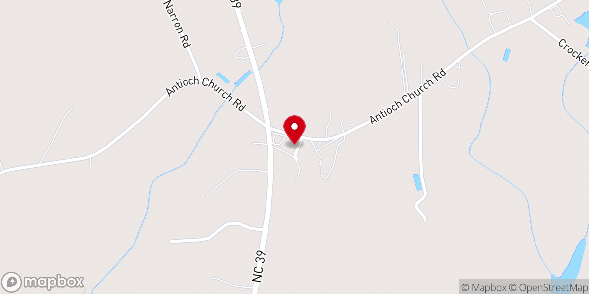 Map showing location of Antioch Baptist Church