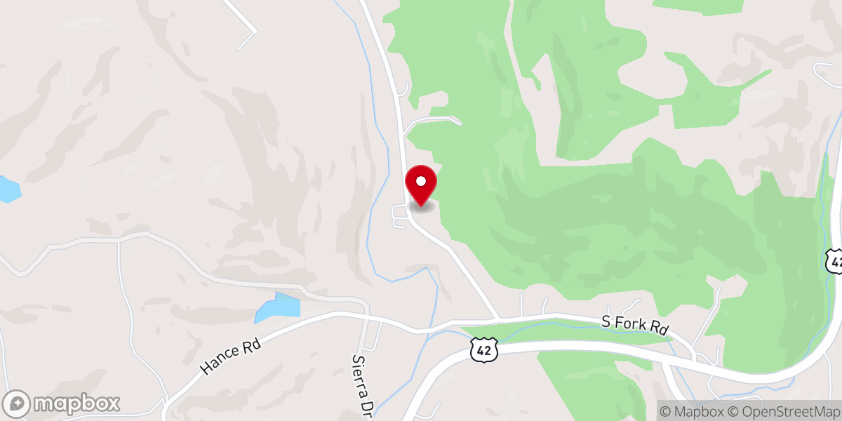 Map showing location of South Fork Christian Church