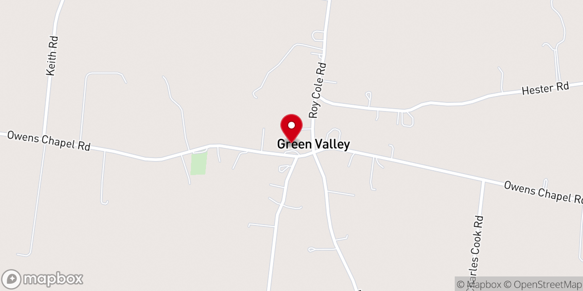 Map showing location of Owens Chapel