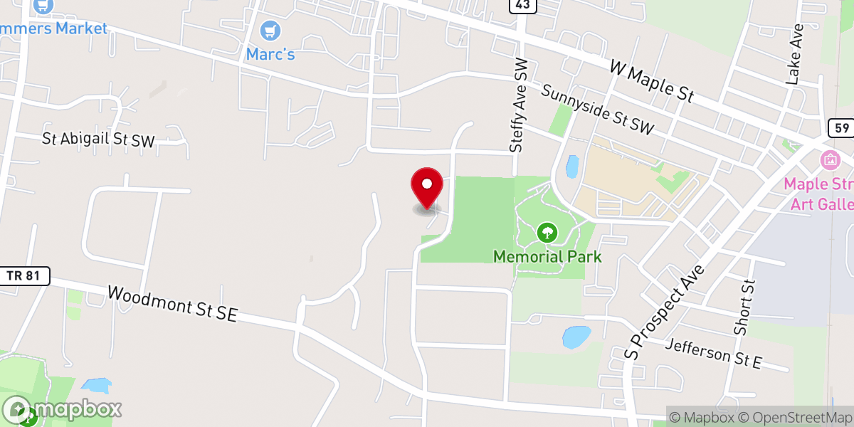 Map showing location of Hartville Church of the Brethren