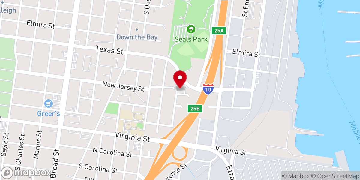 Map showing location of Delaware Street Baptist Church