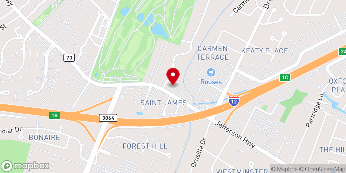 Map showing location of South Baton Rouge Church of Christ