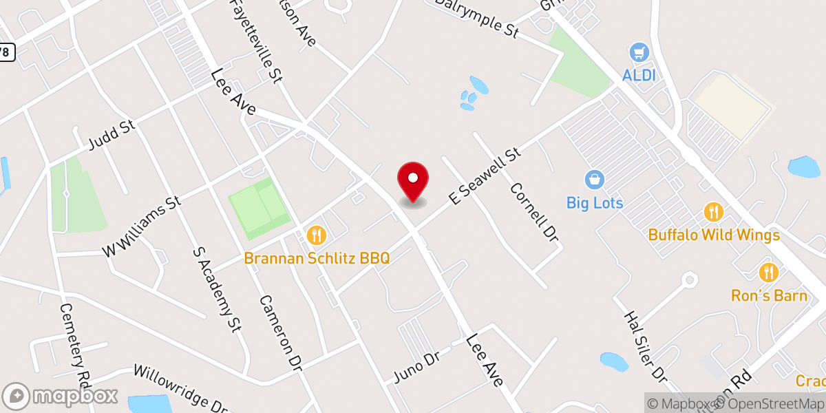 Map showing location of Christians United Outreach Center Of Lee County, Nc, Inc. - Food Distribution Center
