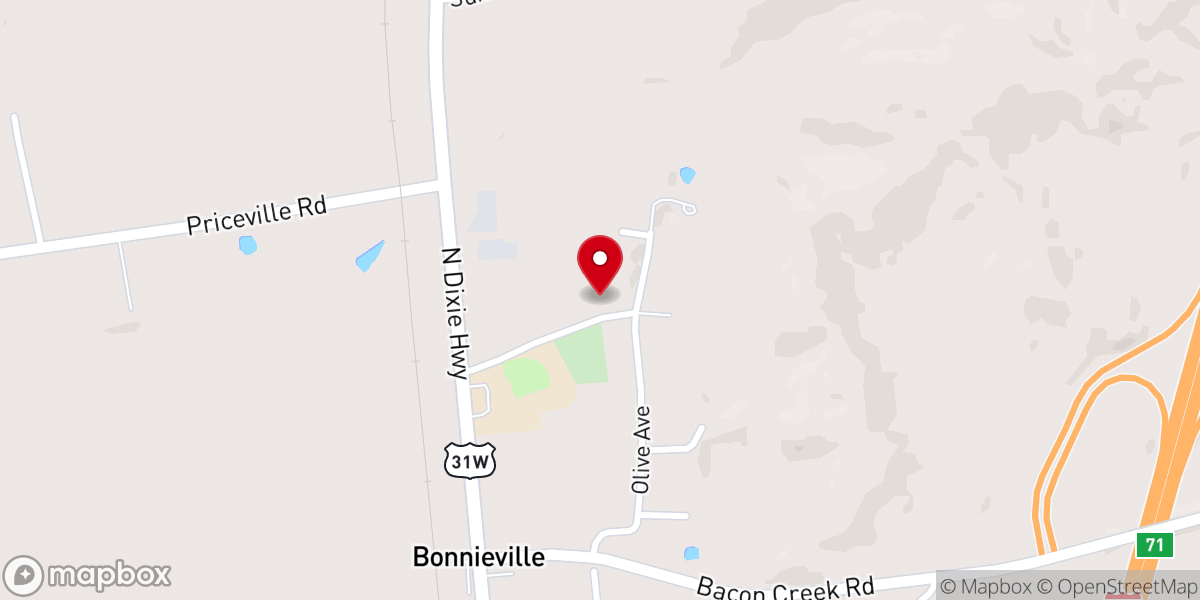 Map showing location of Bonnieville Baptist Church