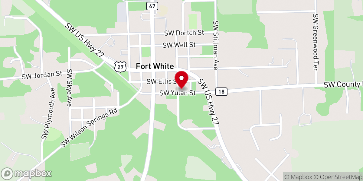 Map showing location of Fort White Church Of God
