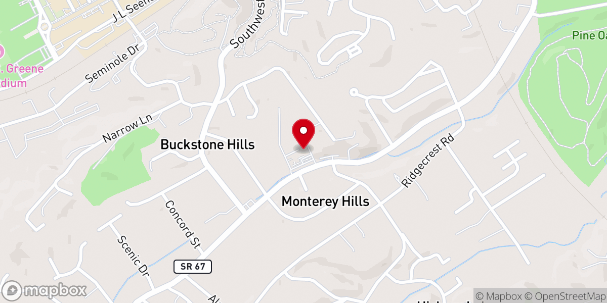 Map showing location of Southwestern Baptist Church