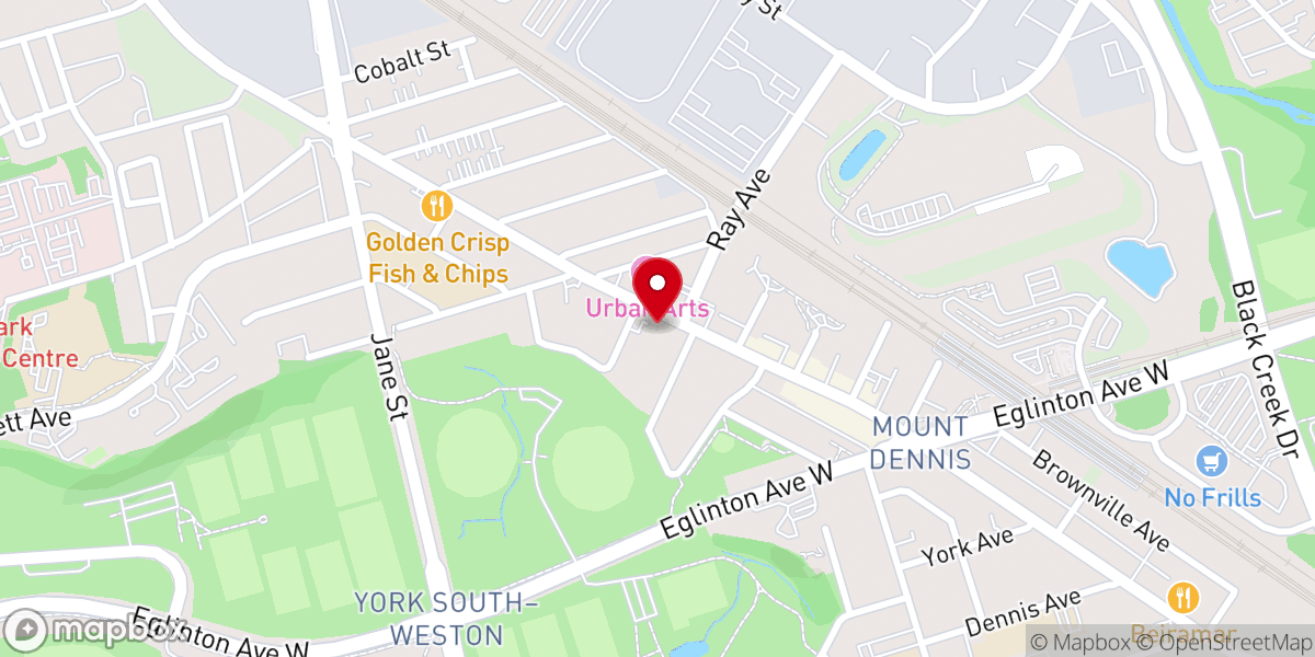 Map showing location of Mount Dennis Baptist Church